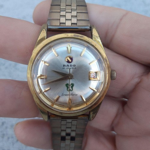 RADO 41 Jewels Green Horse Automatic Watch Date Vintage Swiss Rare - Picture 2 of 16