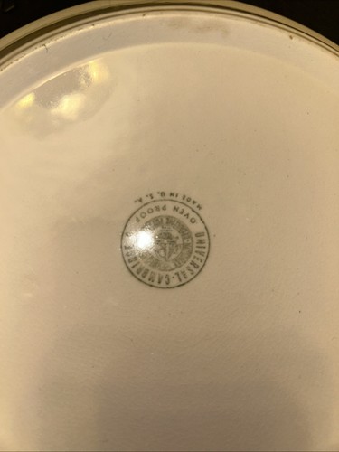 VINTAGE UPICO IVORY UNIVERSAL CAMBRIDGE Gold Band Pie Plate - Picture 3 of 5