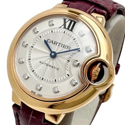 CARTIER  Ballon Bleu de Diamond 11P WE902063 Watches K18PG pink gold/leather...