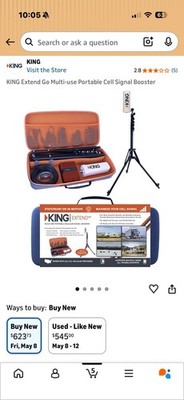Kx3000 Cellular Phone Signal Booster; King Extend Go; Use To Boost LTE/ Cell
