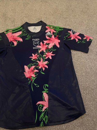 ADIDAS STADE FRANCAIS PARIS Rugby Shirt Size Large Away Jersey 2006-2007 Floral - Picture 3 of 6