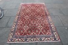 Vintage Hand Made Traditional Oriental Wool Faded Red Rug 224x127cm