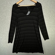 American Eagle Women's Medium Black Long Sleeve Shimmer Stripe Dress NWT