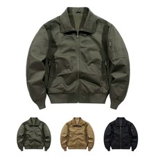 Men's Hooded Baseball Jacket for Outdoor Casual Wear - Black Khaki Green