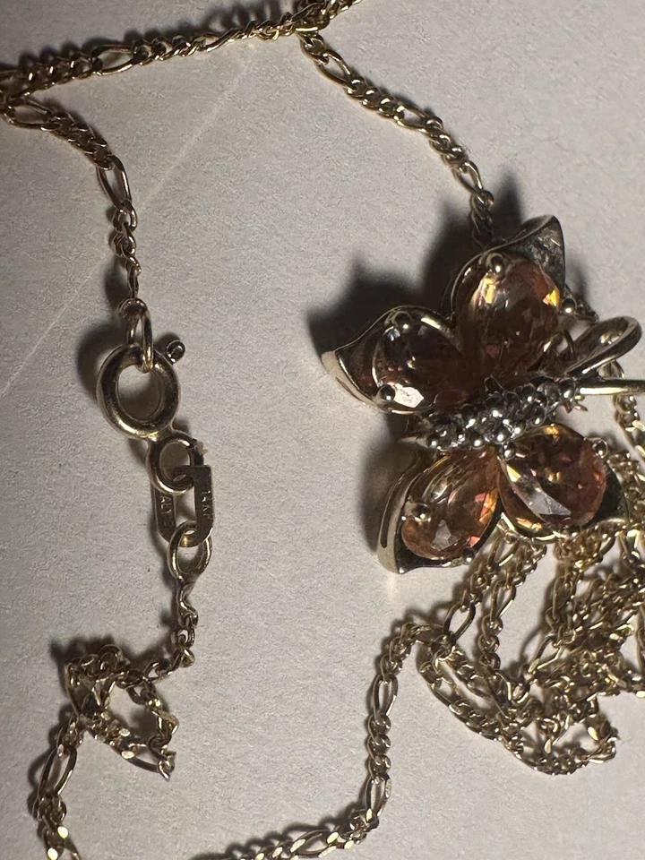 Vintage 14k Yellow Gold Chain Necklace 23” With Butterfly Charm Pendant - Image 3 of 4