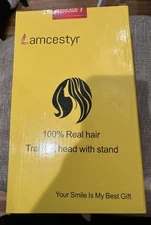 New Lamcestyr 100% Real Hair African Training Head & Stand Hair Stylist