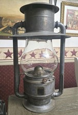 Antique Kerosene Tubular Dietz Crystal Lantern No 3 Street Lamp Glass Fount