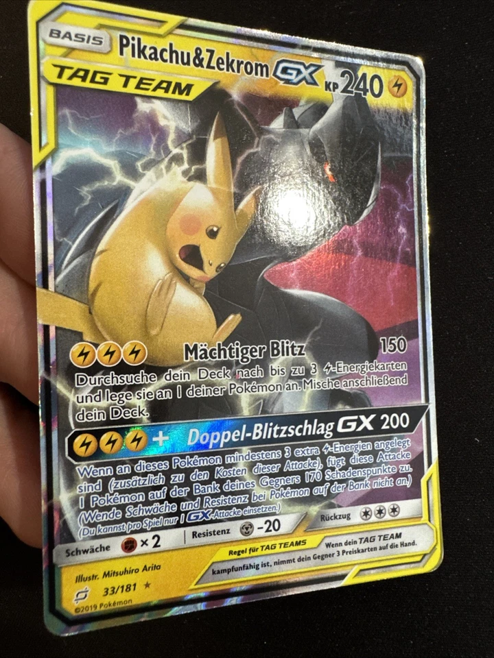 Pikachu & Zekrom GX 33/181 Holo Ultra Rare Pokemon Team Up TEU 2019 Deutsch - Bild 3 von 4