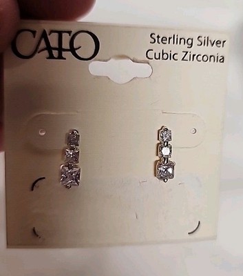 Cato Sterling Silver Cubic Zirconia Pierced Earings