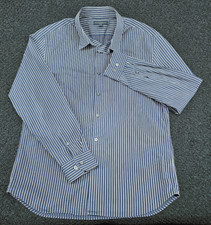 Banana Republic Slim Fit Dress Shirt Large 16 - 16 1/2 Blue White Stripe