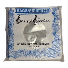 Bags Unlimited 7 Inch 45 RPM Record Outer Sleeve - 43 Count White Clear Center