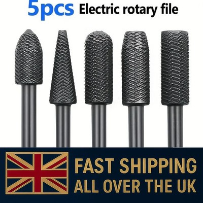 5 Stück Metallfräser Bohrer Rotary Bits Raspel für Stahl Schleifen Schnitzwerkzeug
