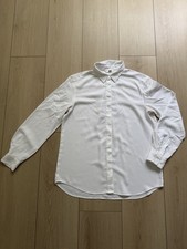 Uniqlo women's White Dress Shirt Regular Fit Solid Collared Button Front S
