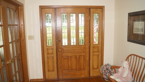 BEAUTIFUL NEWPORT PEACHTREE HOUSE FRONT DOOR w/ SIDE PANELS & BEVELED GLASS