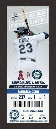 Ken Griffey Jr #24 RETIREMENT Trout HR 8/6/2016 Mariners Angels CLUB Ticket CRUZ - 第 1/19 張圖片