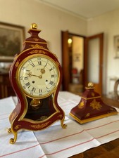 orologio a pendolo Le Castel prima metà 900 dipinto a mano bordeaux con base  