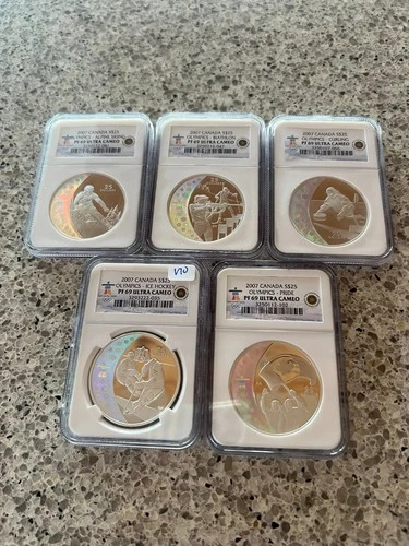 2007 Canada Silver 1oz Olympics Proof Set 5oz silver NGC PF69UC