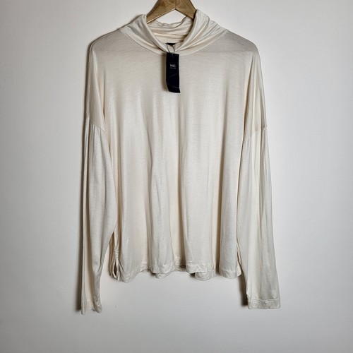 M&S 20 Champagner Creme Jersey Rollkragen Oberteil Langarm