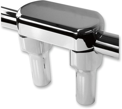 LA Choppers LA-7446-04 Chrome 4'' Hefty Handle Bar Riser/Top Clamp Kit