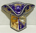 Authentic Venetian Casanova Carnival Mask Hand Painted Italy Venezia Purple Gold
