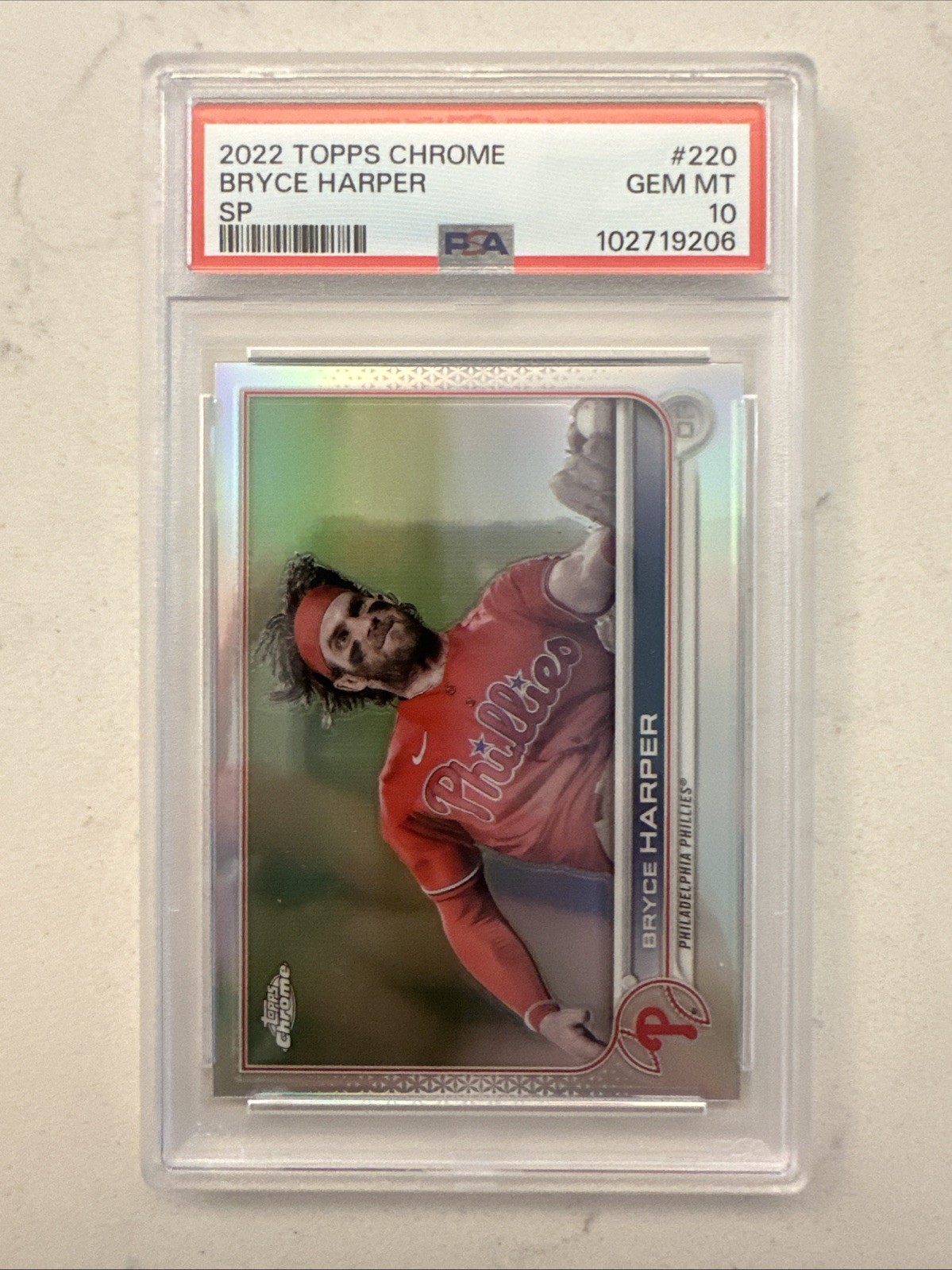 Bryce Harper 2022 Topps Chrome Image Variation SP #220 PSA 10 POP 6 Short Print  view 2