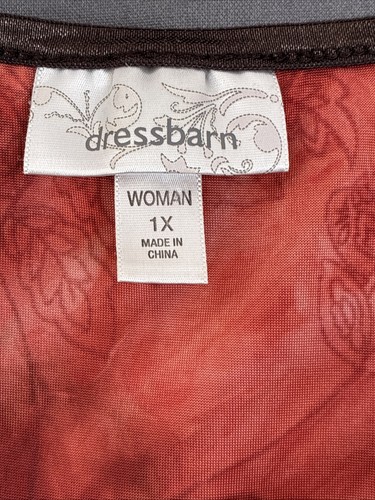 DressBarn Burnout Velvet Tank Top Size 1X Brown Orange Fairy Goblin Whimsy Goth - Picture 2 of 14