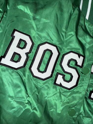 Women’s BOSTON CELTICS NBA Satin Bomber Jacket Kelly Green & White Size Medium - Picture 3 of 8