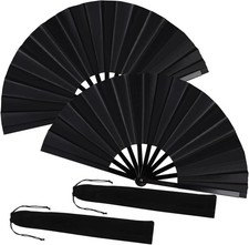 2 Pack Large Folding Hand Fan for Line Dance, Men/Women Rave Hand Fan, Clack Pop