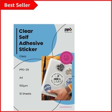 Crystal Clear 10 Pack A4 Inkjet Printable Sticker Paper for Custom Projects