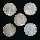 5 Lot - 1921 P Morgan Dollars - AU Condition - 90% Silver 1 Dollar Pieces