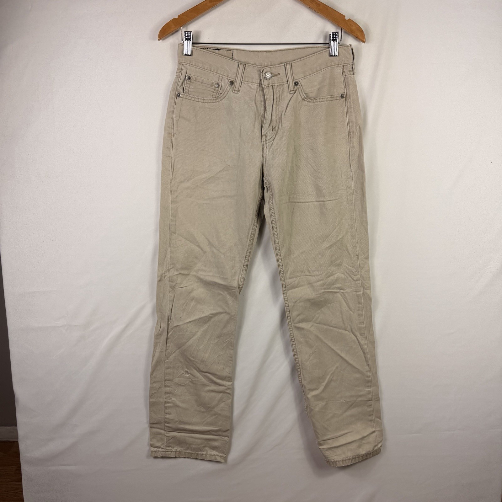 Levi's 514 Jeans Mens 29x30 Beige Light Wash Straight Fit Slim Cotton Zip Fly