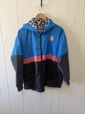 Buc-ees Half Zip Hoodie Windbreaker Kangaroo Pocket Jacket Blue Pink - Size LG