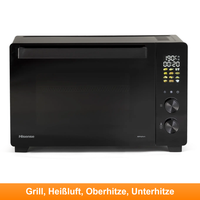 Hisense Mini Backofen 30L Umluft HeißLuftfritteuse Grill Drehspieß 1800W Schwarz