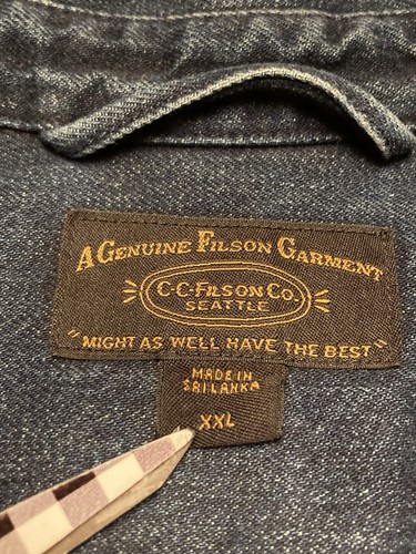 C.C. FILSON Co. Denim Work Shirt Button Indigo Men’s Sz XXL #20206028 NWOT! - Picture 2 of 14