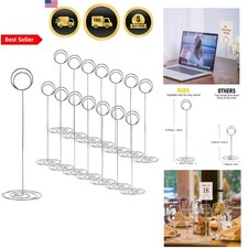 Table Number Holder Set 15 Pack 8.75 Inch Silver Stand Place Card Clips