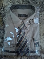 VITTORINO Signature Collection L 16-16.5 34/35 Sand Cotton Blend with Tie