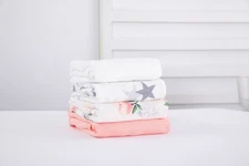Baby Muslin Swaddle Blanket 70% Bamboo 30% Cotton Receiving Blanket 4 Pc, 47x47 