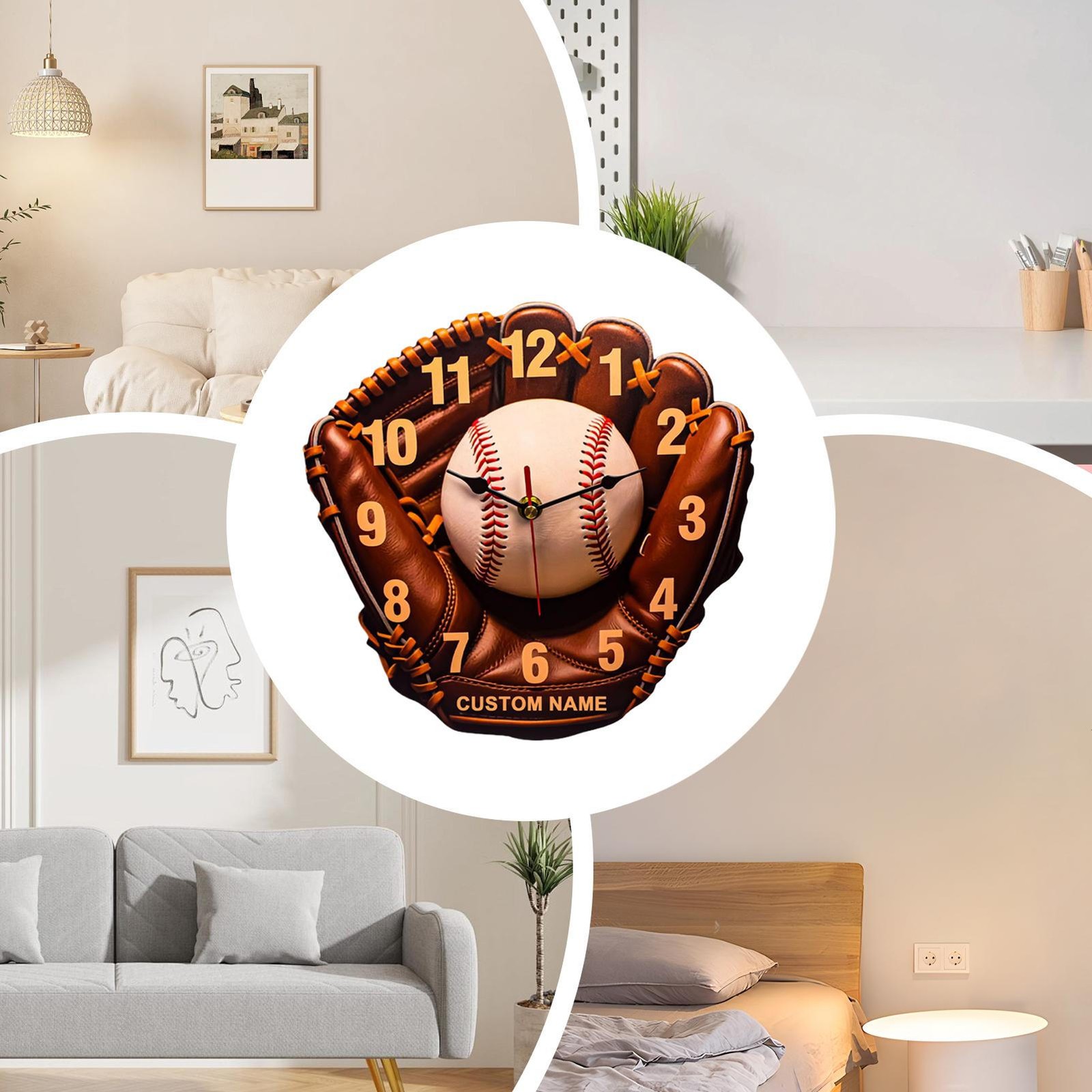 Wall Clock Baseball Glove Wall Clock Decor Creative Time Management Tool