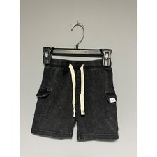 Olive  Scout Kids 2T Black Wash Cargo Shorts Cotton Drawstring Waist Cozy