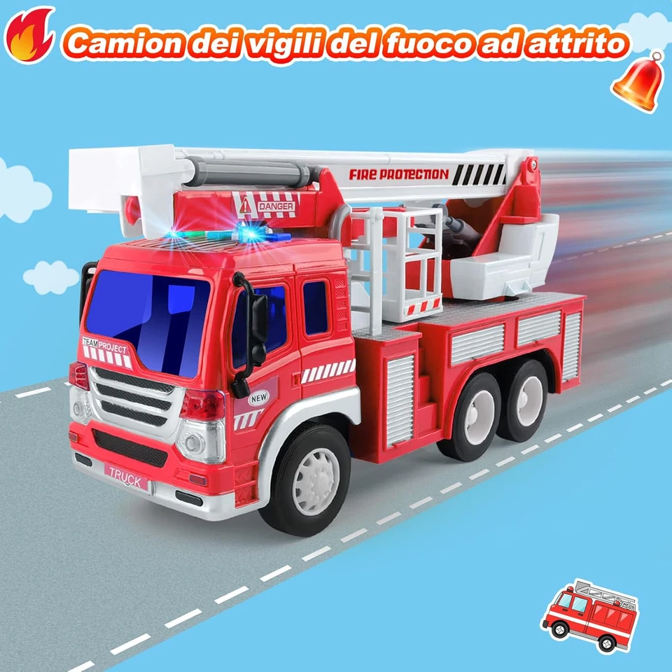 Camion Pompieri Giocattolo, Grande Macchina Modellini, Autopompa Dei Vigili Del  - Immagine 3 di 4