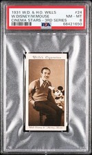 PSA 8 - 1931 Wills Cinema Stars Walt Disney Mickey Mouse Rookie 1st Card Tobacco