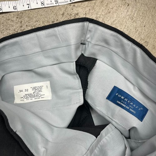 Vintage 80s Towncraft wool pleated trousers grey pinstripe 34x32 Dress Pants, $38 - Photo 2