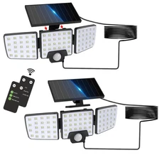 Energetic Solar Outdoor Lights, 1000LM 74 LED Security Lighting with Remote C...