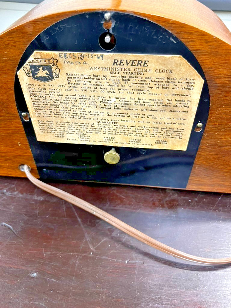 Vintage Herschede ( REVERE) Desk Clock Electric -  Oval Face 8" x 16" x 4"