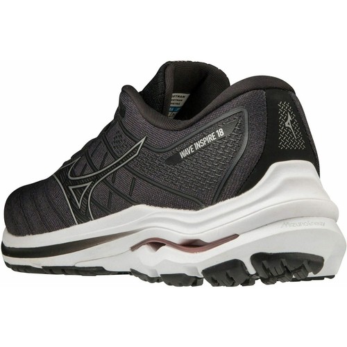 Mizuno Wave Inspire 18 AMPLIO AJUSTE D Mujer Zapatos para Correr Negros Soporte Entrenadores - Imagen 5 de 7