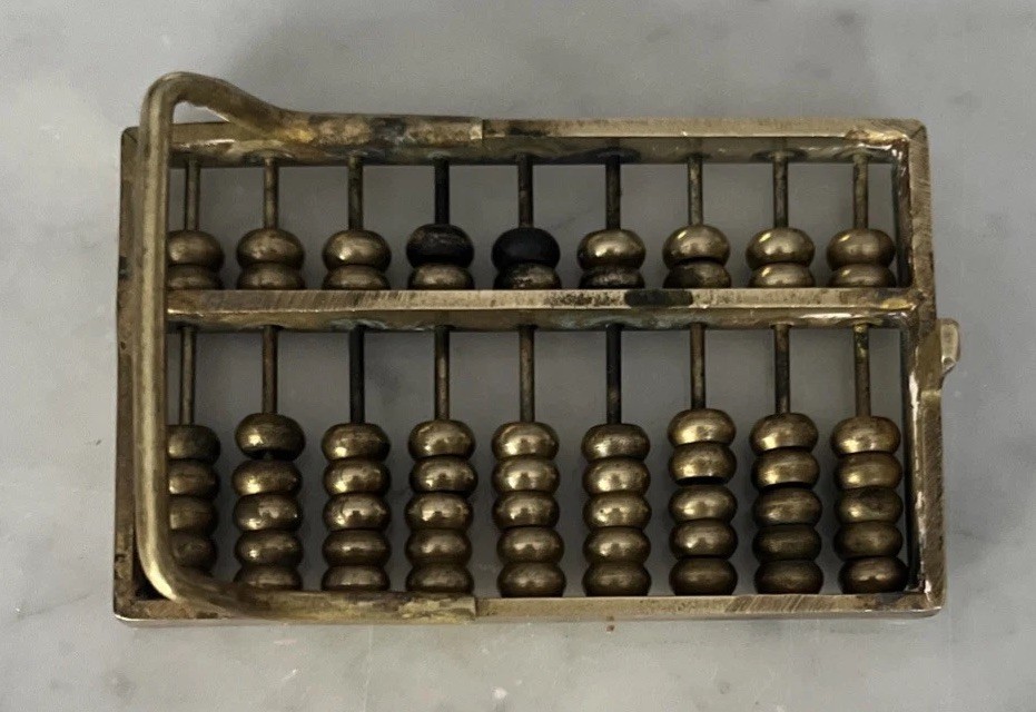 Vintage Super Cool Solid Brass Working Abacus Bel… - image 7