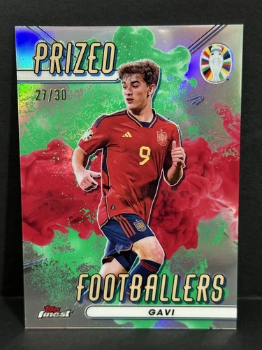 2023 Topps Finest Road To Euro 2024 Spain Gavi Green/Red Fusion /30 Case Hit