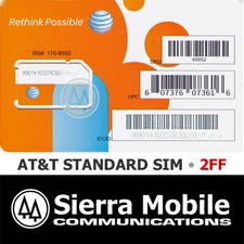 AT&T STANDARD MINI SIM Card 2FF • GSM 4G LTE ATT •  USPS TRACKING 