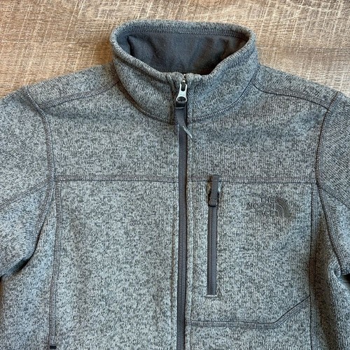 The North Face Jacket Boys M (10-12) Gray Full Zip Sweater Jacket Fleece Lining - Picture 2 of 9