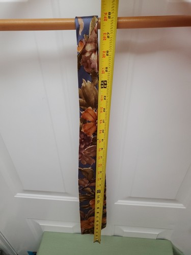 Christian Dior Monsieur Silk Floral Tie, Orange & Purple Flowers On Blue,56x3.5" - Picture 8 of 9